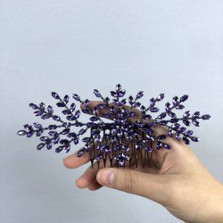 Mor Dal Desenli Taşlı Taraklı Saç Tokası-TOKSAK-1