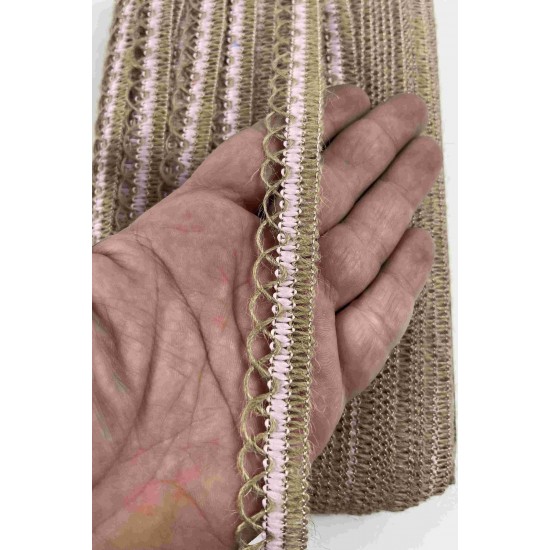 Pembe Tovelia İnce Form Vurgulu Hasır Dekoratif Şerit 1 Metre Paketleme S&uuml;sleme-TOVELIA-3