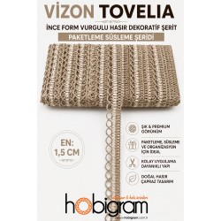Vizon Tovelia İnce Form Vurgulu Hasır Dekoratif Şerit 1 Metre Paketleme S&uuml;sleme-TOVELIA-4