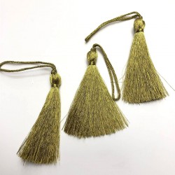 Koyu Sarı Simli Tekli Püskül 7 cm (10 adet)-TPS-1014