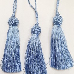 Bebe Mavi Topuzlu Tekli Püskül 12cm 1 adet-TPS-1073