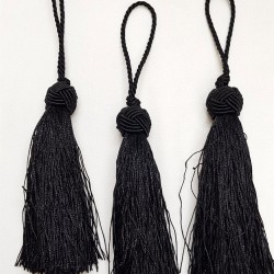 Siyah Topuzlu Tekli Püskül 12cm 1 adet-TPS-1076