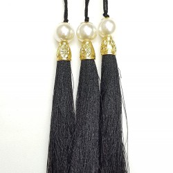 Siyah Boncuklu Püskül 12 cm 1 adet-TPS-1081