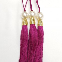 Koyu Fuşya Boncuklu Püskül 12 cm 1 adet-TPS-1082