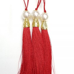 Kırmızı Boncuklu Püskül 12 cm 1 adet-TPS-1085