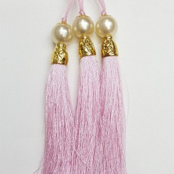 Pembe Boncuklu Püskül 12 cm 1 adet-TPS-1086