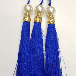 Saks Mavi Boncuklu Püskül 12 cm 1 adet-TPS-1087