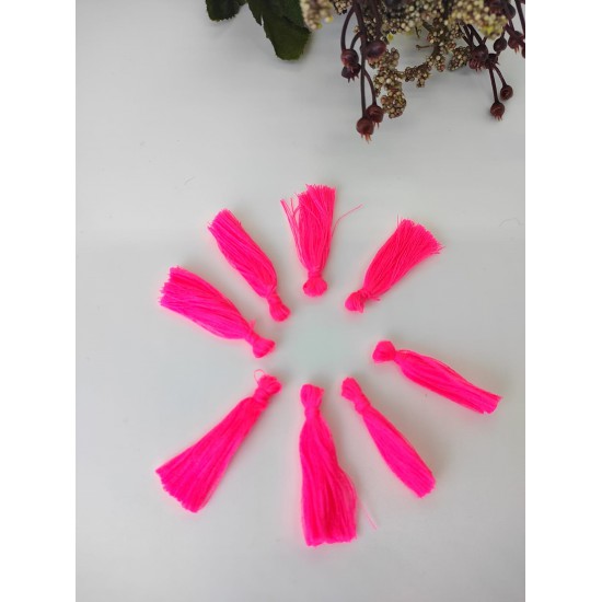 Neon Pembe Pamuk Püskül 10 Adet 3 cm-TPS-1132