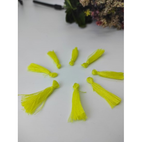 Neon Sarı Pamuk Püskül 10 Adet 3 cm-TPS-1133