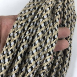 Siyah Gri Hasır Makrome İp Kordon Kaytan Dokuma İp Sepet Supla Salıncak Çanta Paspas İpi Çok Amaçlı İp Tress 10 Metre-TRESS-1013