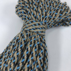 Mavi Siyah Hasır Makrome İp Kordon Kaytan Dokuma İp Sepet Supla Salıncak Çanta Paspas İpi Çok Amaçlı İp Tress 10 Metre-TRESS-1014