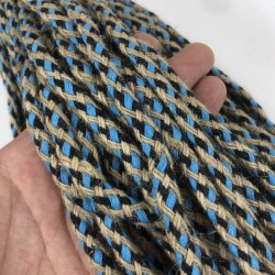 Mavi Siyah Hasır Makrome İp Kordon Kaytan Dokuma İp Sepet Supla Salıncak Çanta Paspas İpi Çok Amaçlı İp Tress 50 Metre-TRESS-5014