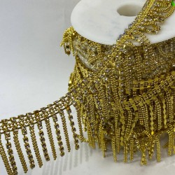 Gold Renk Zincirli Taşlı Püsküllü Şerit-TSB-100