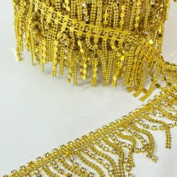 Gold Renk Zincirli Taşlı Püsküllü Şerit-TSB-100