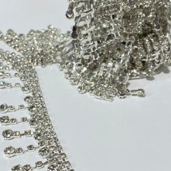 Gümüş Taşlı Püsküllü Aksesuar Şerit Taş Aplik-TSB-1008