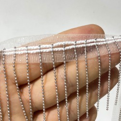 Gümüş Zincirli Taşlı Şerit Püskül Saçak-TSB-1014