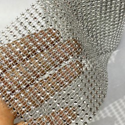 Gümüş Plastik Şerit Taş 1 Metre 24 Sıra-TSB-1018