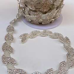 Gümüş Taşlı Hasırlı Yaprak Şerit-TSB-1020