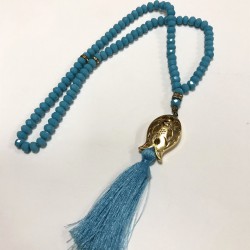 Mat Mavi Kristal Boncuklu Tesbih 99 lu-TSBH-1001