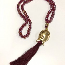 Bordo Kristal Boncuklu Tesbih 99 lu-TSBH-1009
