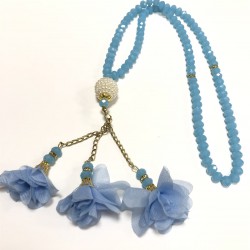 Bebe Mavi Kristal Boncuklu Tesbih 99 lu-TSBH-1012