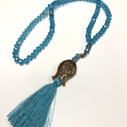 Turkuaz Kristal Boncuklu Tesbih 99 lu-TSBH-1013