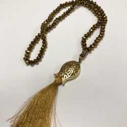 Sarı Kristal Boncuklu Tesbih 99 lu-TSBH-1014