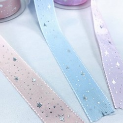 Pudra Pembe Bebe Mavi Yıldızlı Tafta Kurdele-TSET-2