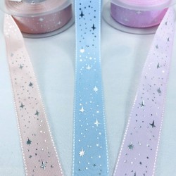 Pudra Pembe Bebe Mavi Yıldızlı Tafta Kurdele-TSET-2