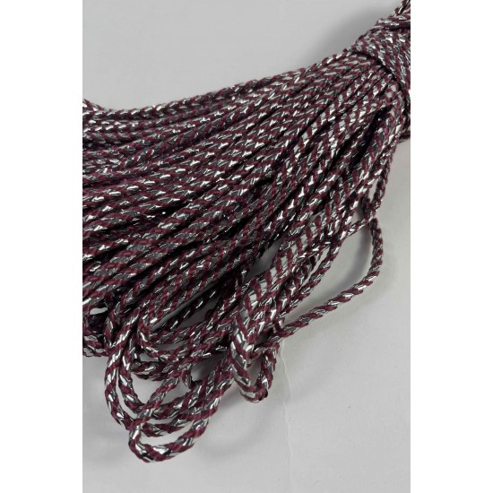 M&uuml;rd&uuml;m G&uuml;m&uuml;ş Twicord &Ccedil;ift Renkli Kordon Şerit 0,8 Mm &ndash; Dekoratif S&uuml;sleme İpi 10 Metre-TWICORD-1