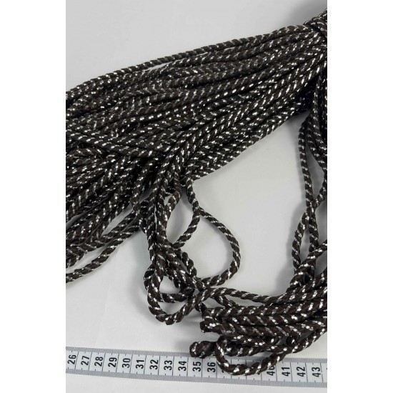 Siyah G&uuml;m&uuml;ş Twicord &Ccedil;ift Renkli Kordon Şerit 0,8 Mm &ndash; Dekoratif S&uuml;sleme İpi 10 Metre-TWICORD-2