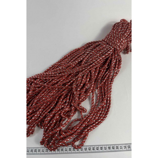 Kırmızı G&uuml;m&uuml;ş Twicord &Ccedil;ift Renkli Kordon Şerit 0,8 Mm &ndash; Dekoratif S&uuml;sleme İpi 10 Metre-TWICORD-5