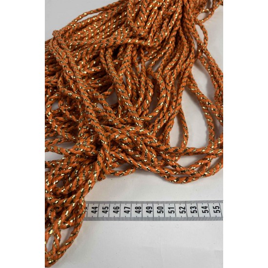 Turuncu Gold Twicord &Ccedil;ift Renkli Kordon Şerit 0,8 Mm &ndash; Dekoratif S&uuml;sleme İpi 10 Metre-TWICORD-6