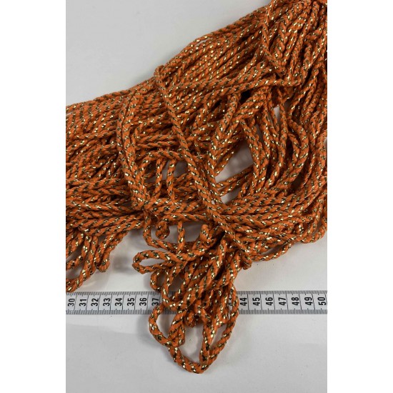 Turuncu Gold Twicord &Ccedil;ift Renkli Kordon Şerit 0,8 Mm &ndash; Dekoratif S&uuml;sleme İpi 10 Metre-TWICORD-6