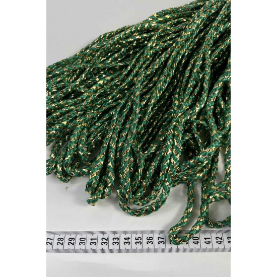Yeşil Gold Twicord &Ccedil;ift Renkli Kordon Şerit 0,8 Mm &ndash; Dekoratif S&uuml;sleme İpi 10 Metre-TWICORD-8