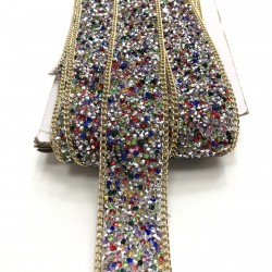 Renkli Zincirli Ütü ile Yapışan Şerit Aplik-USA-1003