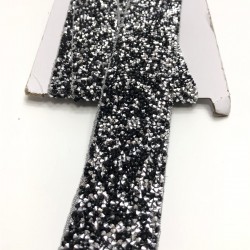 Siyah Gümüş Ütü ile Yapışan Şerit Aplik 4 cm-USA-1011