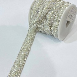 İnci Detaylı Ütü İle Yapışan Şerit Aplik-USA-103