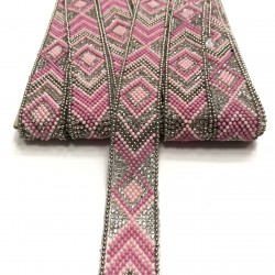 Pembe Gümüş Ütü ile Yapışan Renkli Şerit 1,5 Cm-USA-1030