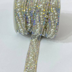 İri Ufak İncili Ütü İle Yapışan Şerit Aplik-USA-104