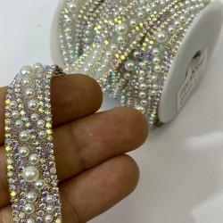 İri Ufak İncili Ütü İle Yapışan Şerit Aplik-USA-104