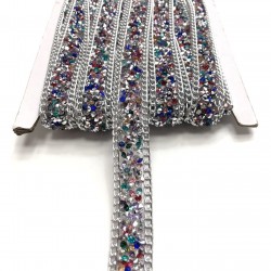 Renkli Zincirli Ütüyle Yapışan Şerit Aplik-USA-1041