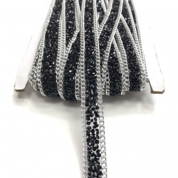 Siyah Zincirli Ütü ile Yapışan Şerit Aplik-USA-1042