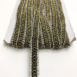 Siyah Sarı Ütü ile Yapışan Şerit Aplik-USA-1045