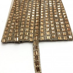 Kahve Ütü ile Yapışan Aplik Şerit-USA-1047