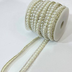 Tek Sıra İncili Ütüyle Yapışan Şerit Aplik-USA-105