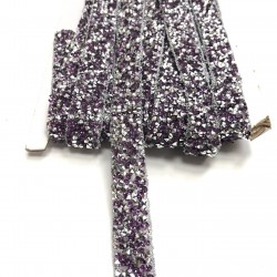 Lila Mor Ütü ile Yapışan Şerit Aplik-USA-1055