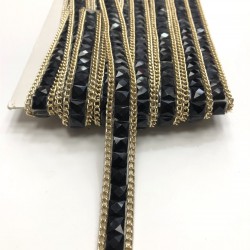 Siyah Ütüyle Yapışan Şerit Aplik 1,5 cm-USA-1058