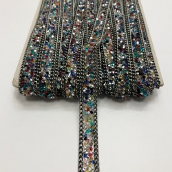 Siyah Renkli Ütü ile Yapışan Şerit Aplik-USA-1062