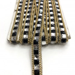 Siyah Sarılı Ütü ile Yapışan Şerit Aplik-USA-1066